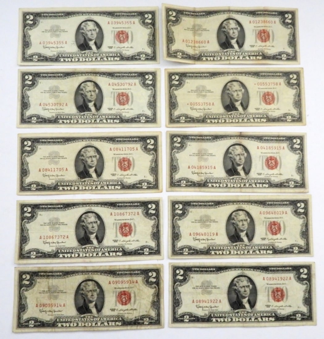 (10) 1963 $2 RED SEAL U.S. NOTES (1 of 2)