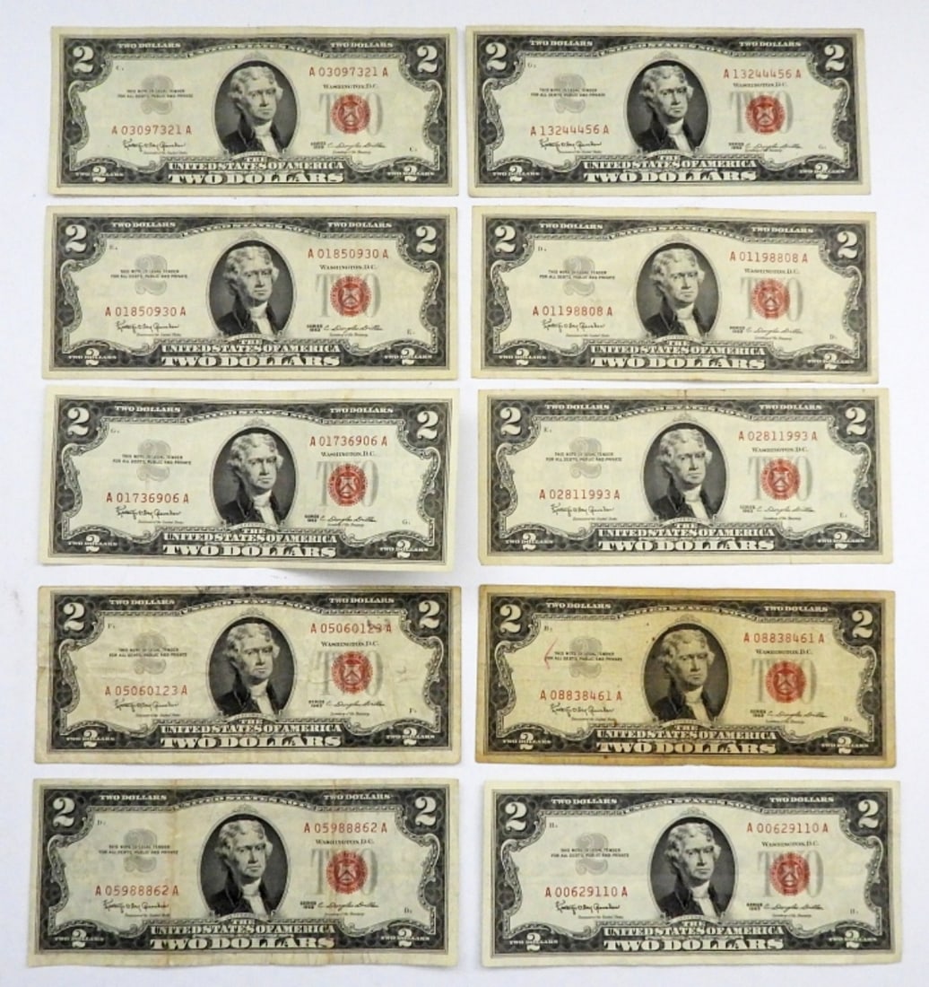 (10) 1963 $2 RED SEAL U.S. NOTES (1 of 2)