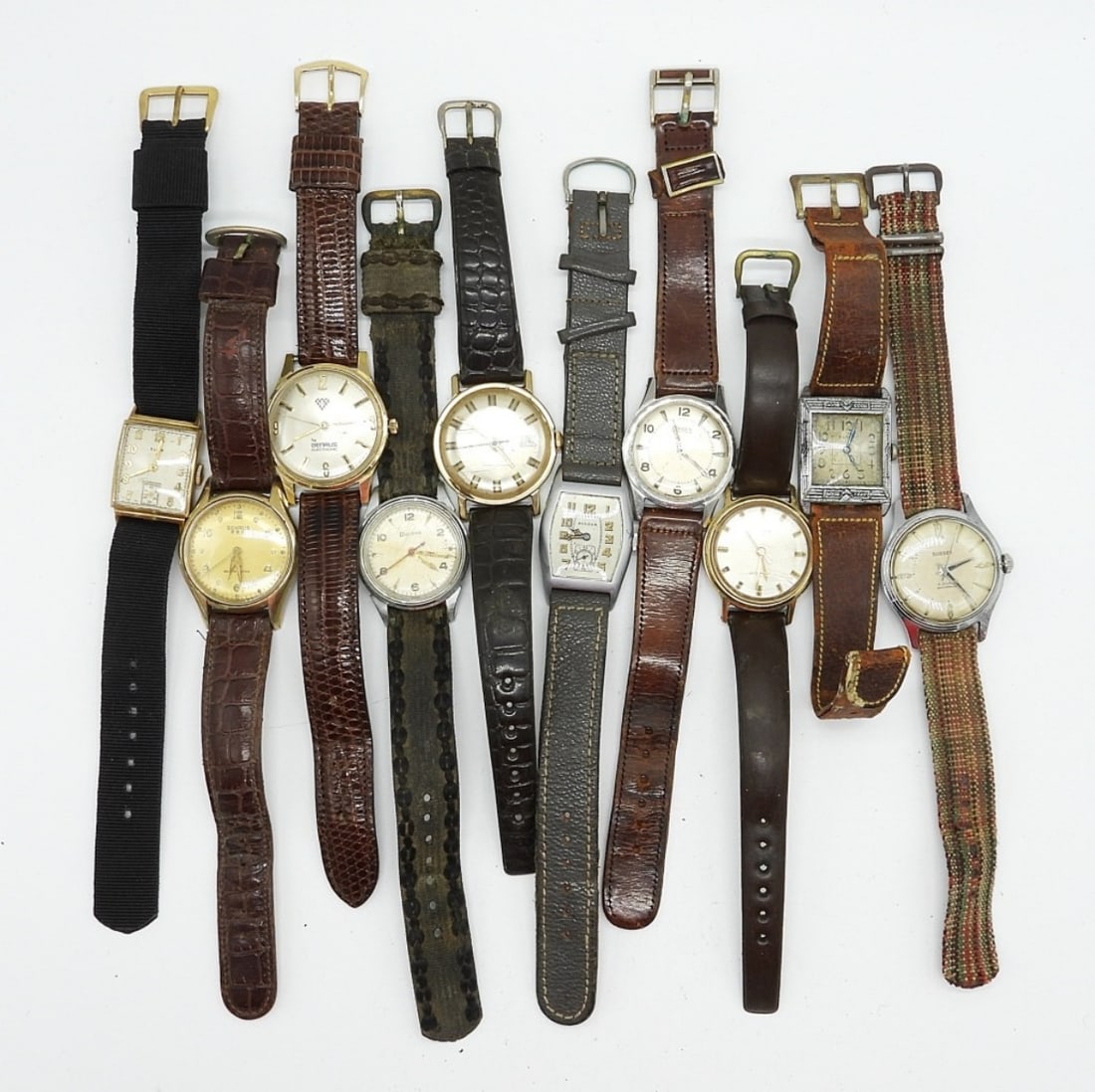 10 MEN'S VINTAGE WATCHES LEATHER STRAPS (1 of 3)