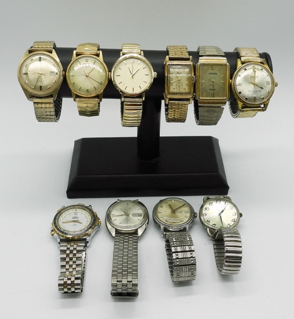 10 VINTAGE MEN'S GOLD/SILVER TONE WATCHES (1 of 4)