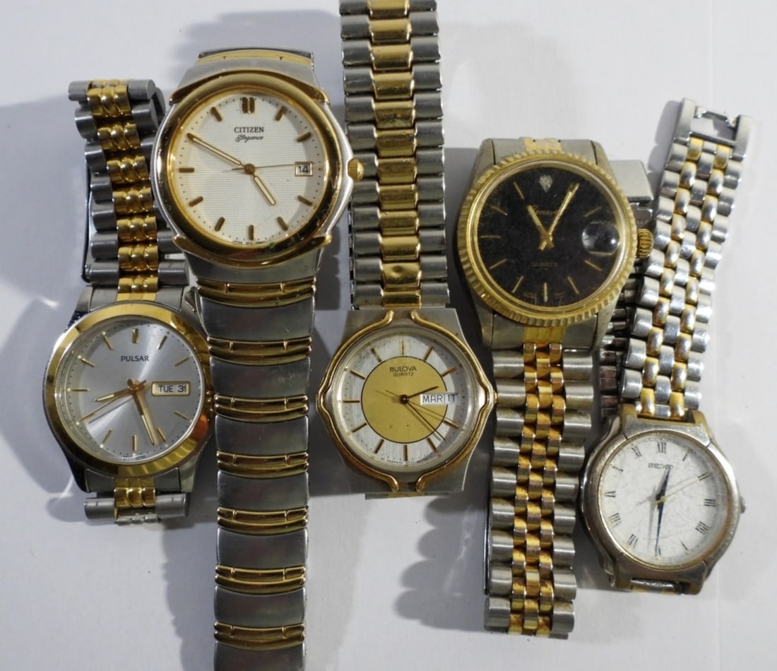 (5) MEN'S TWO-TONE WRIST WATCHES (1 of 2)