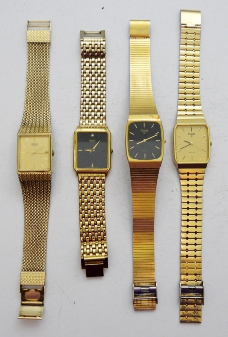 (4) GOLD TONE MENS WRIST WATCHES (1 of 2)