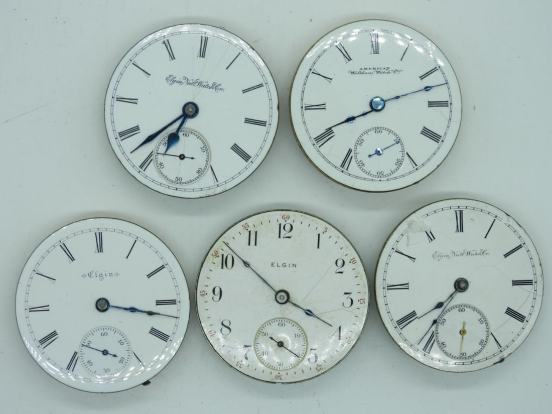 5 POCKET WATCH MOVEMENTS FOR PARTS (1 of 2)