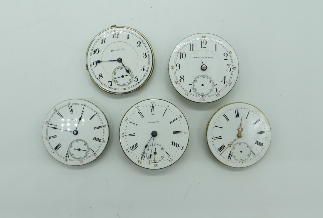 5 POCKET WATCH MOVEMENTS FOR PARTS (1 of 2)