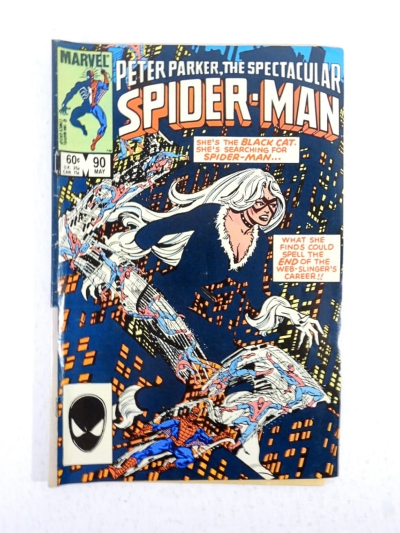 #90 PETER PARKER THE SPECTACULAR: #90 PETER PARKER THE SPECTACULAR SPIDERMAN, BLACK CAT 2ND APPEARANCE OF BLACK SUIT