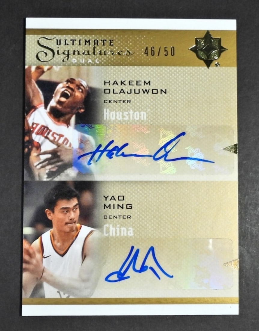 YAO MING & HAKEEM OLAJUWON SIGNED CARD (1 of 2)