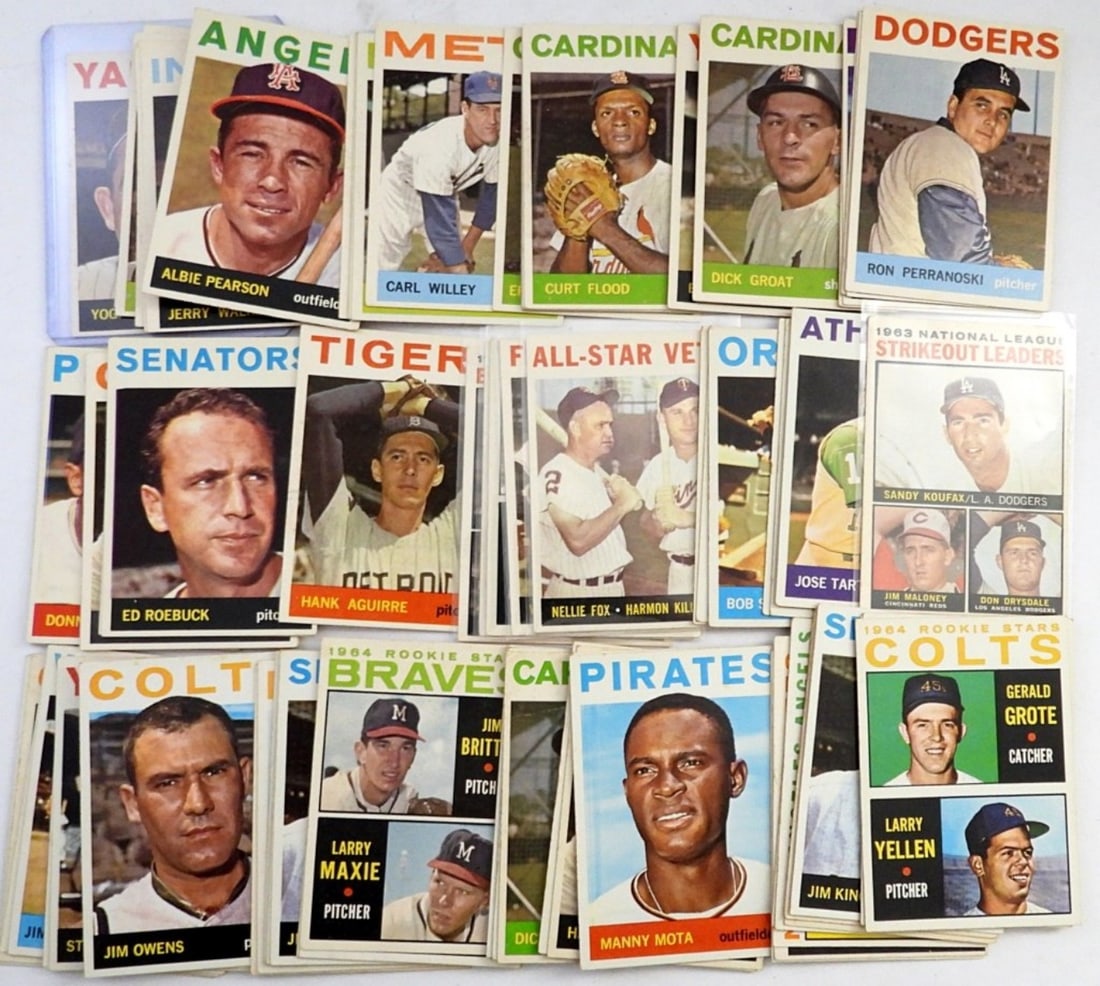 (80) 1964 TOPPS BASEBALL CARDS: with ROOKIES & STARS - NICE EX