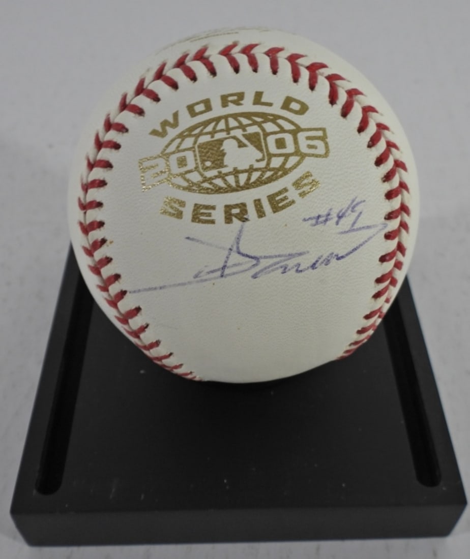 JASON GRILLI WORLD SERIES 06 AUTOGRAPH BASEBALL: NO COA, SIGNED ON AN OFFICIAL 2006 WORLD SERIES BALL