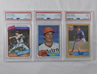 (3) PSA TOPPS NOLAN RYAN CARDS