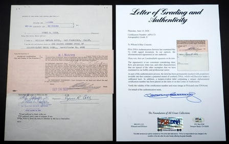 TY COBB SIGNED DOCUMENT PSA/DNA