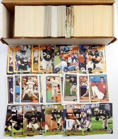 BOX OF ASSORTED BASEBALL & FOOTBALL CARDS