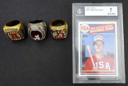 MARK McGWIRE ROOKIE & (3) CHAMP RINGS