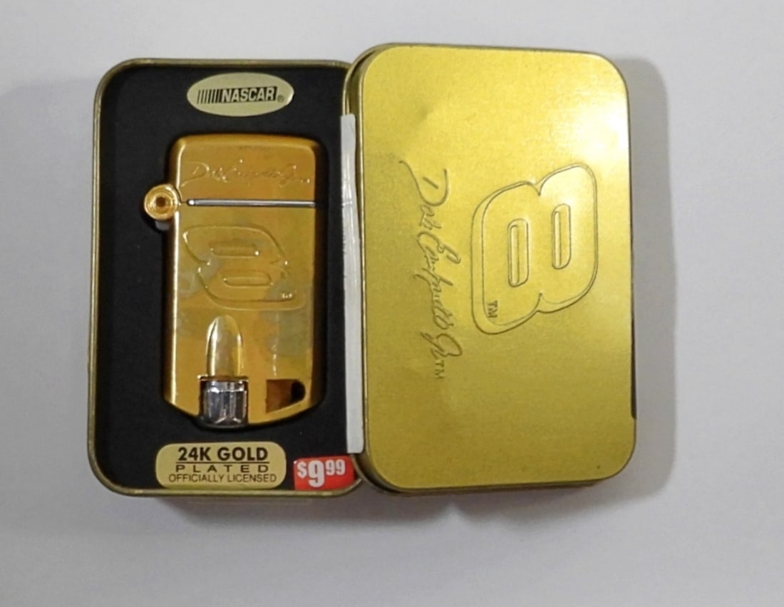 GOLD PLATED DALE EARNHARDT JR LIGHTER: 24K GOLD PLATED DALE EARNHARDT JR LIGHTER IN ORIGINAL CASE