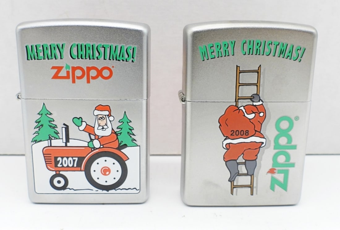 (2) SEALED ZIPPO CHRISTMAS THEME: 07 AND 08, BOTH DIFFERENT LOGOS