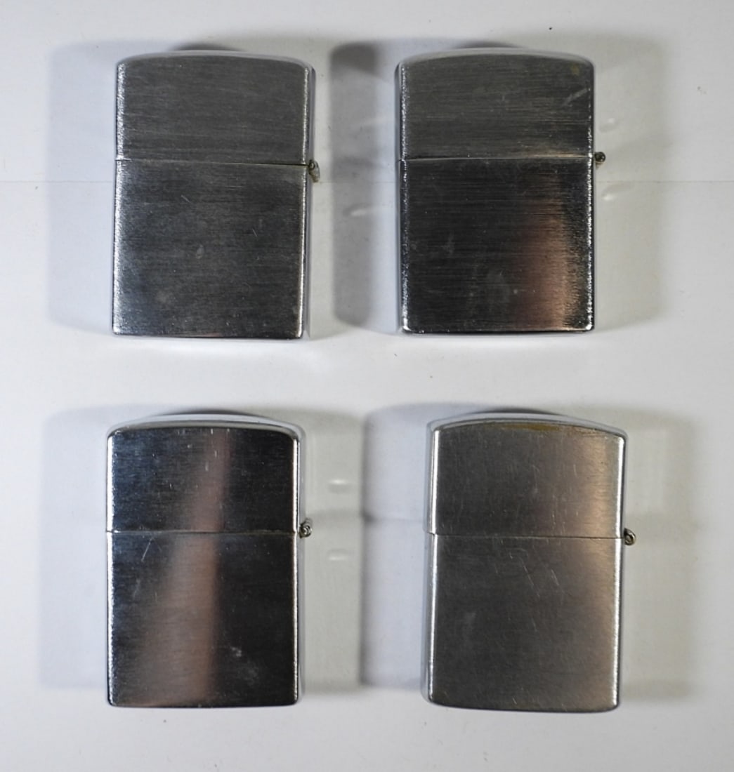 4 CT VINTAGE SILVER TONED LIGHTERS: RELIANCE, AUER, KRON, SUPREME MAKERS