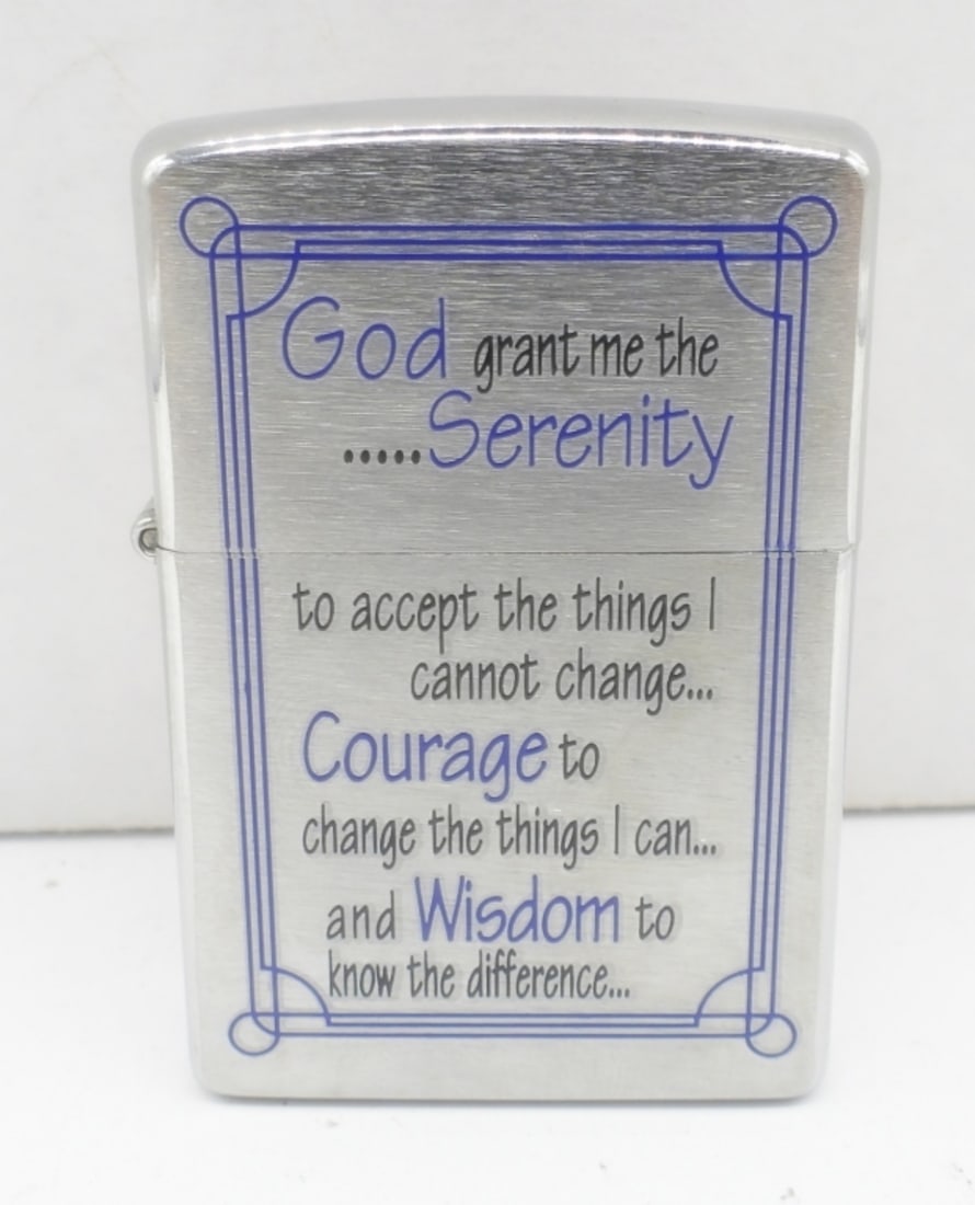 09 SEALED GOD GRANT ME.. ZIPPO: SEALD, GOD GRANT ME THE SERENITY… ON THE FRONT,
