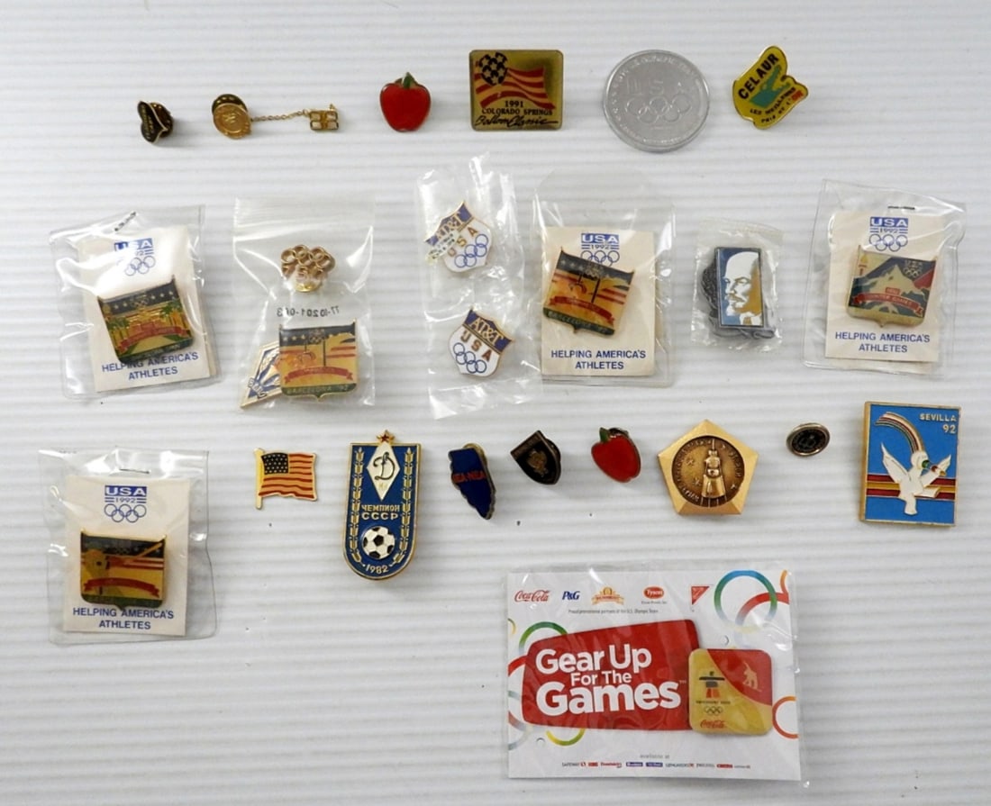 PIN LOT - 1992 USA OLYMPICS, SPACE,: FLAGS & MORE