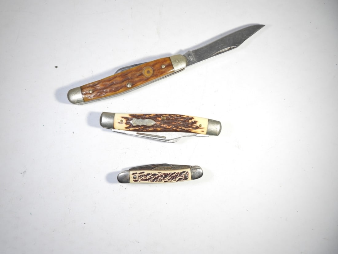 SCHRADE 885UH, COLONIAL 3 BLADE,: ROSTFREI 3 BLADE KNIFE LOT