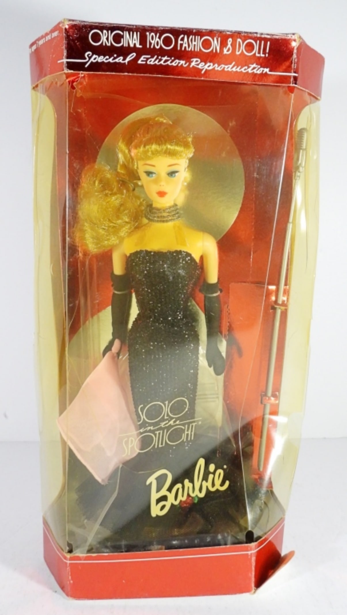 1994 SOLO IN THE SPOTLIGHT BABRIE: SPECIAL EDITION REPRODUCTION OF THE ORIGINAL 1960 FASHION DOLL, BLONDE HAIR, BOX IS VERY WORN FROM THE YEARS, DALL IS STILL IN GREAT CONDITION, BY MATTEL
