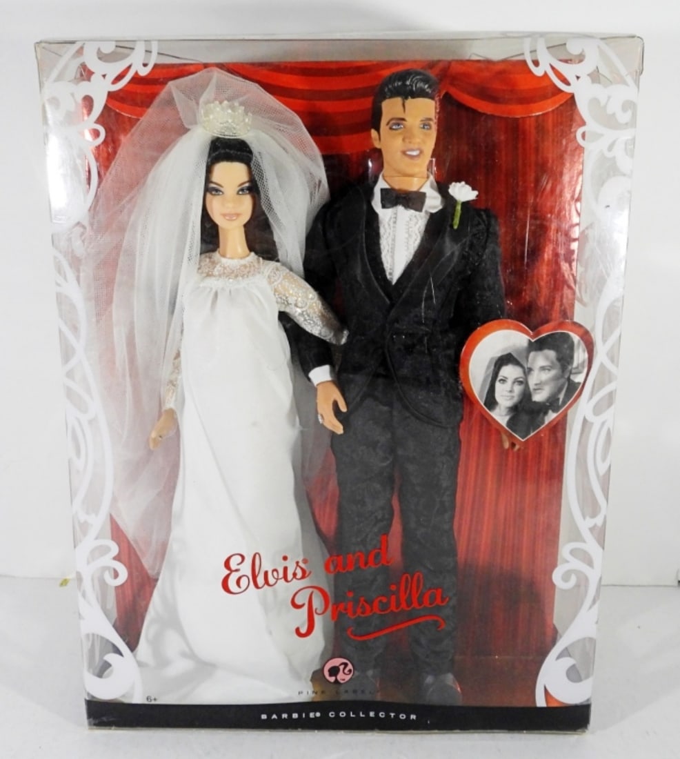 2008 MATTEL ELVIS & PRISCILLA DOLLS: BARBIE COLLECTOR PINK LABEL, IN BOX STILL. IN GREAT CONDITION