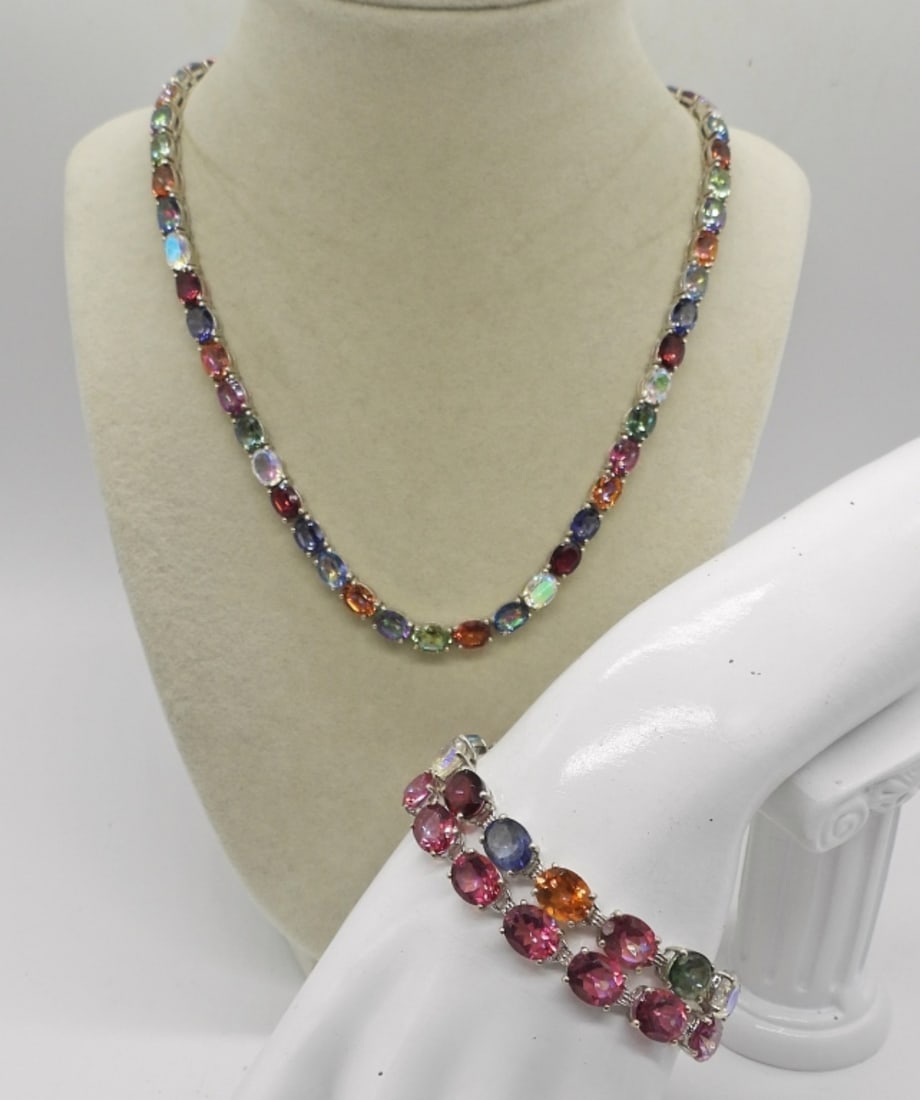 STERLING MULTI GEMSTONE SET OF 3 (1 of 3)