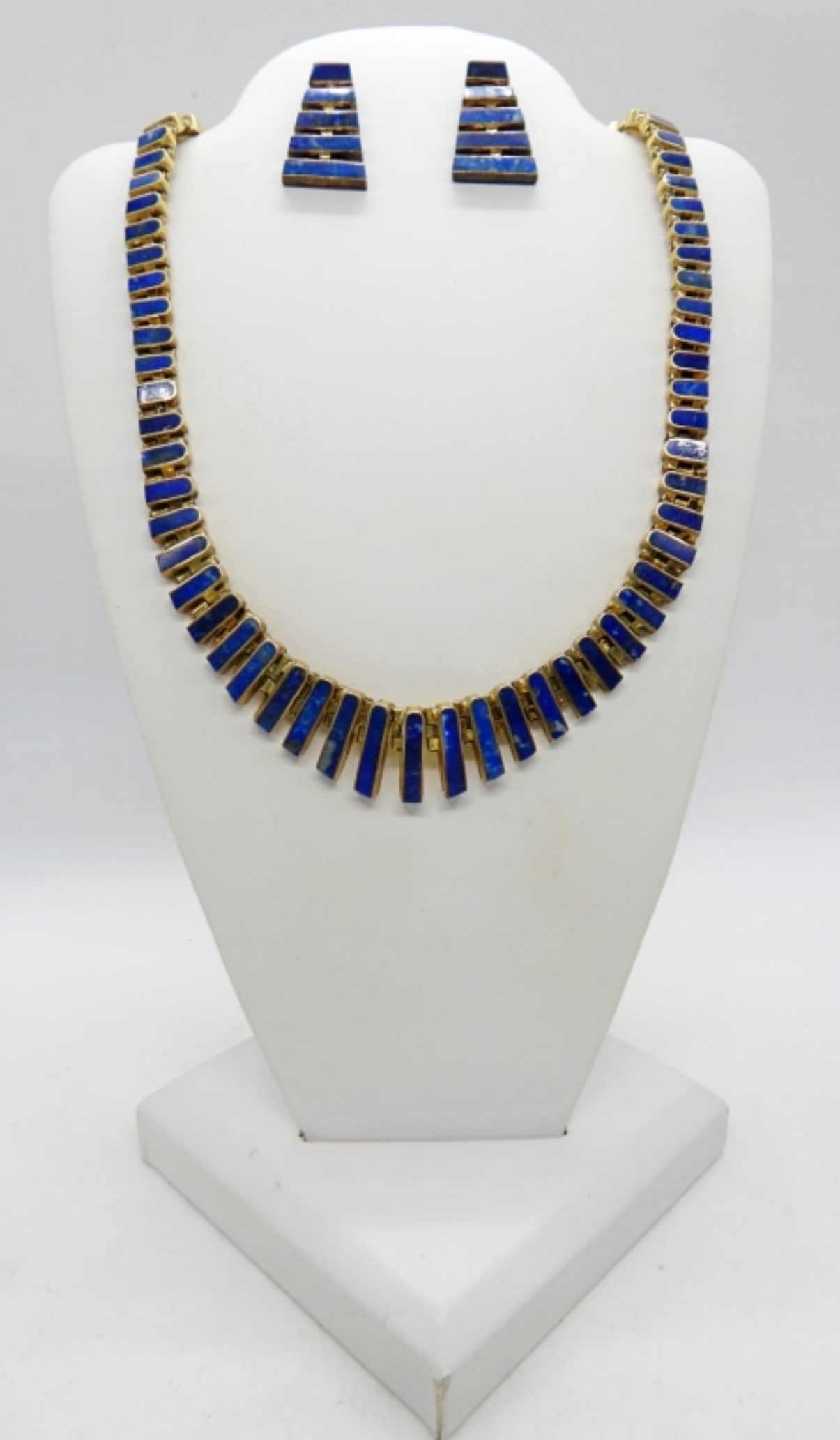 STERLING BLUE INLAY NECKLACE AND EARRINGS (1 of 4)