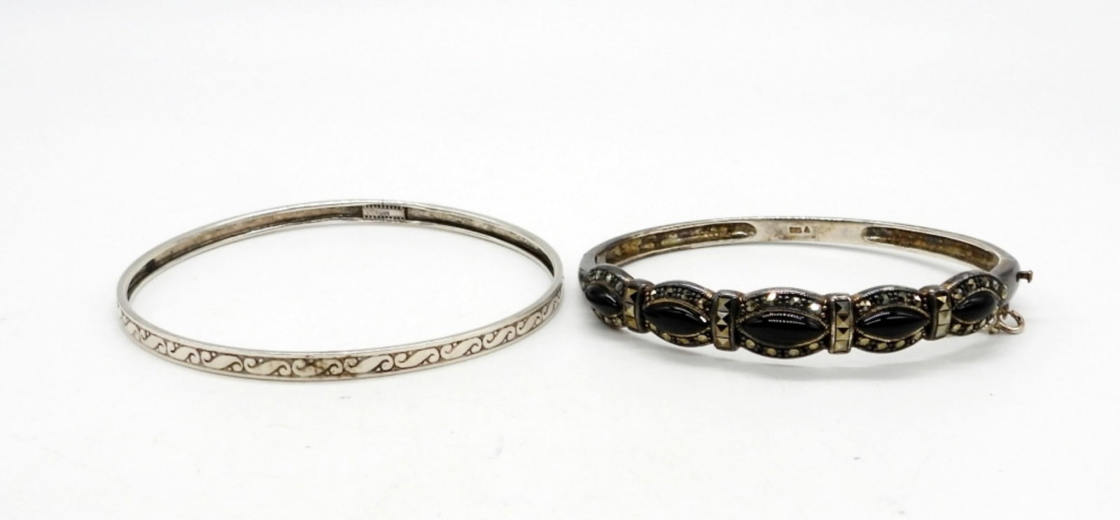 (2) STERLING BRACELETS BLACK ONYX (1 of 3)