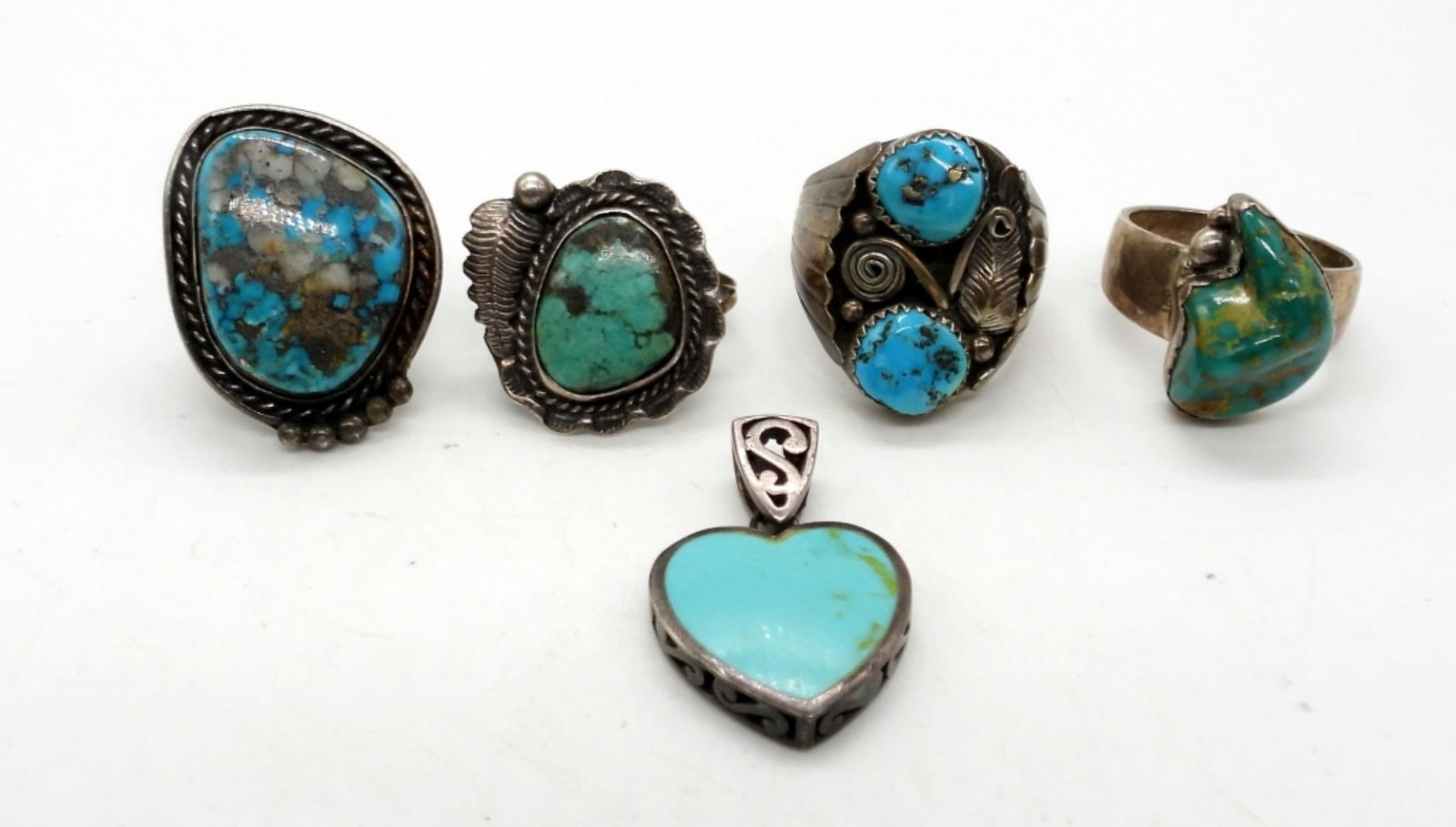 (4) STERLING TURQUOISE RINGS & PENDANT (1 of 3)