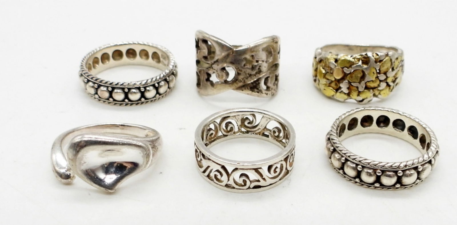 (6) STERLING SILVER VINTAGE RINGS - 925 (1 of 2)