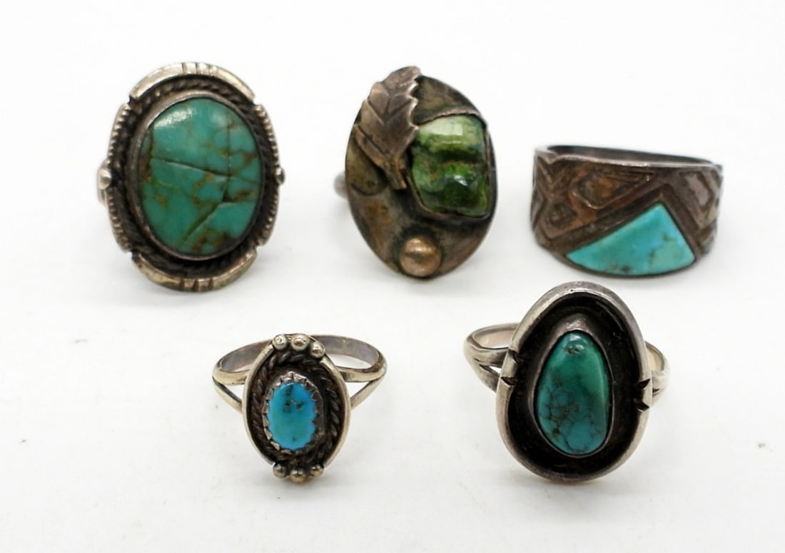 (5) STERLING SILVER TURQUOISE RINGS (1 of 2)