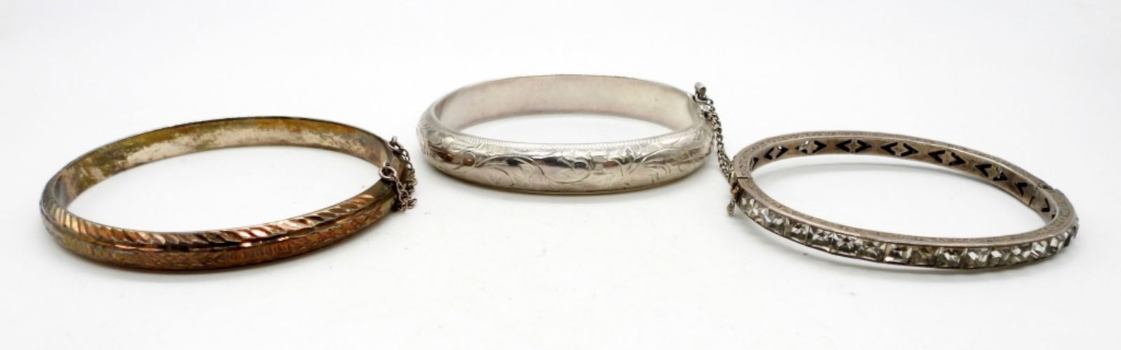 (3) STERLING VINTAGE HINGE BRACELETS (1 of 3)
