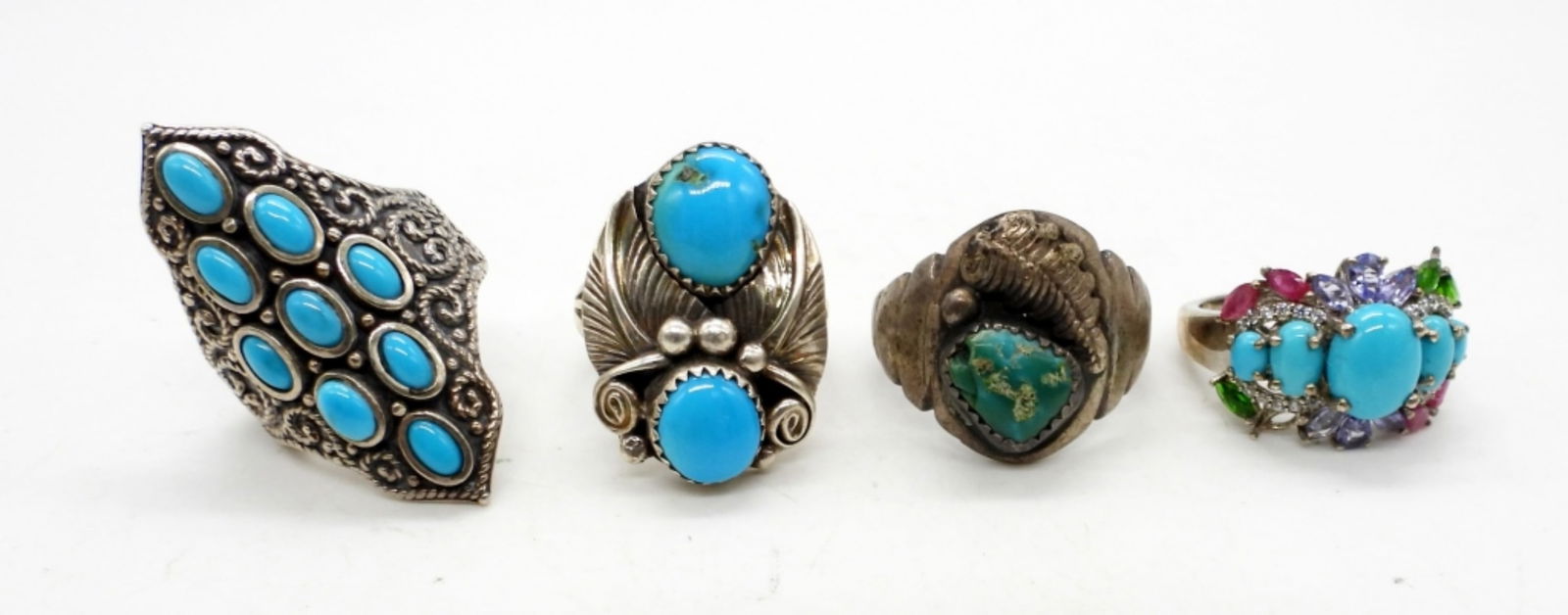 (4) TURQUOISE STERLING FASHION RINGS (1 of 2)