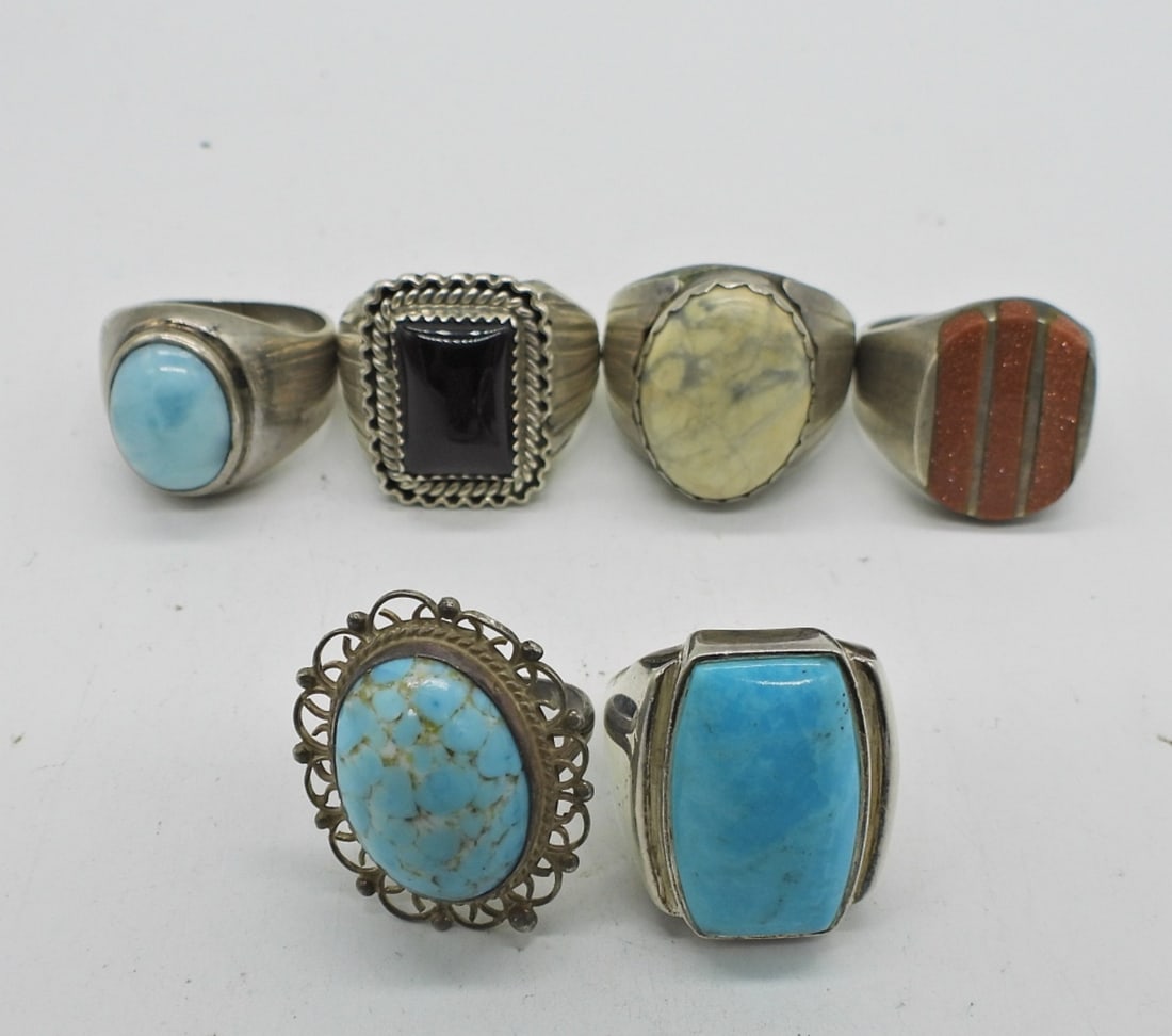 (6) STERLING GEMSTONE RINGS (1 of 4)