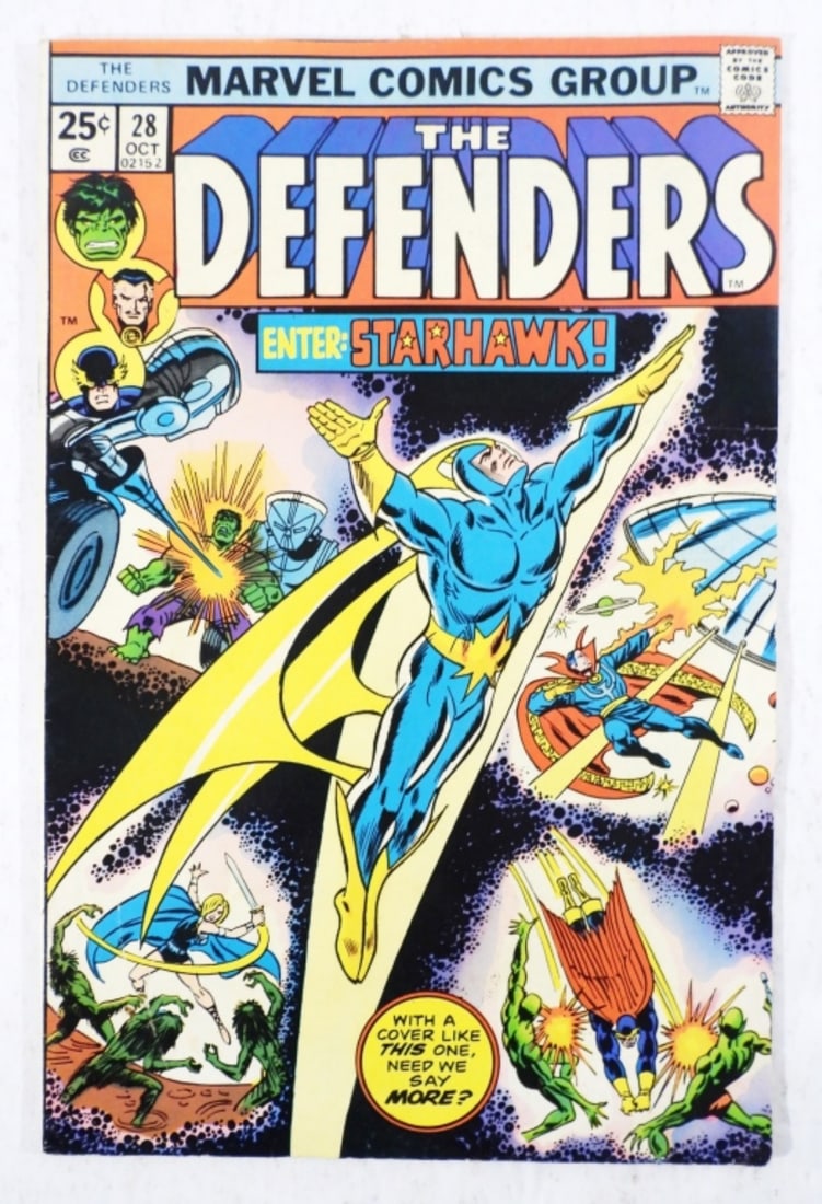 MARVEL THE DEFENDERS #28: 1975, VG CONDITION, 1ST FULL APPEARANCE OF STARHAWK