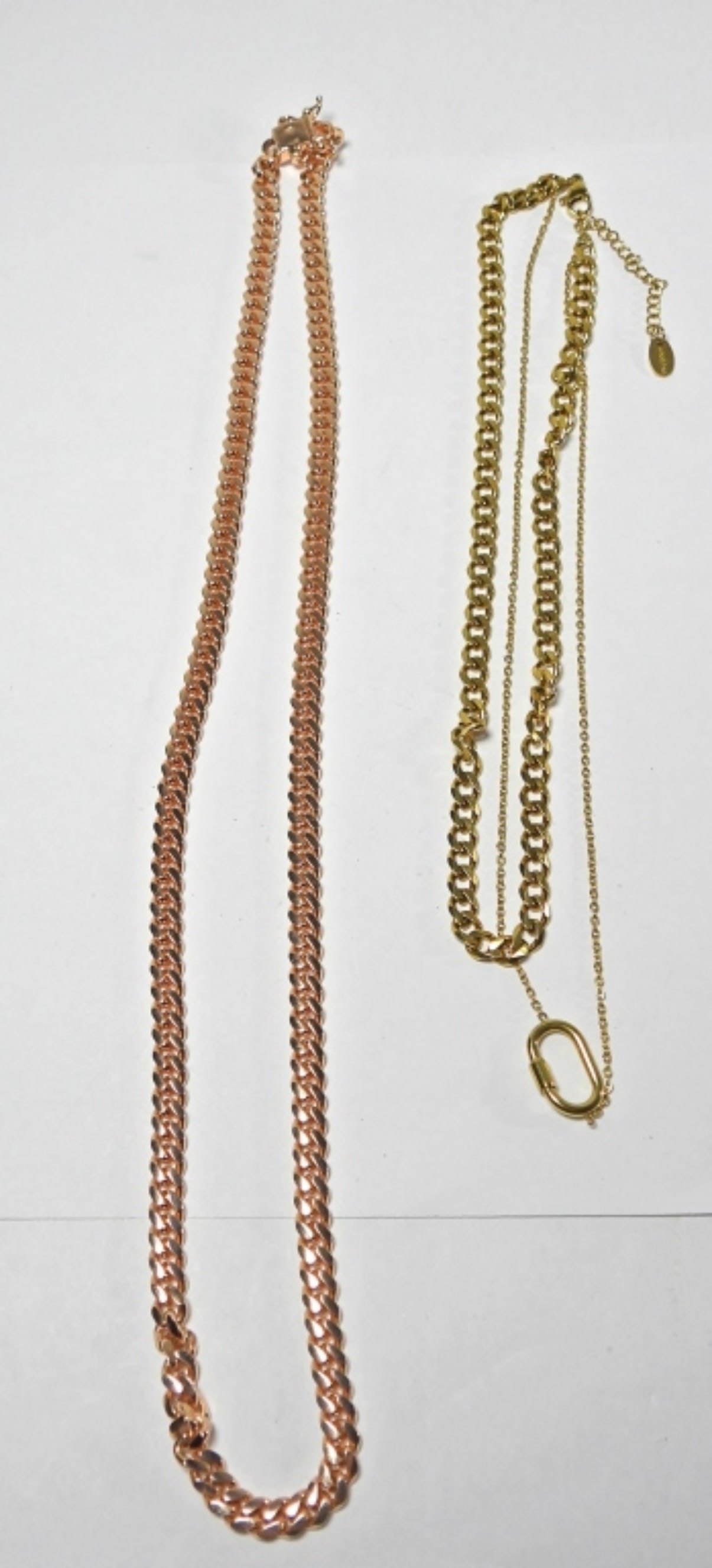 (2) CHAIN CHOKERS: ROSE GOLD & YELLOW GOLD TONE