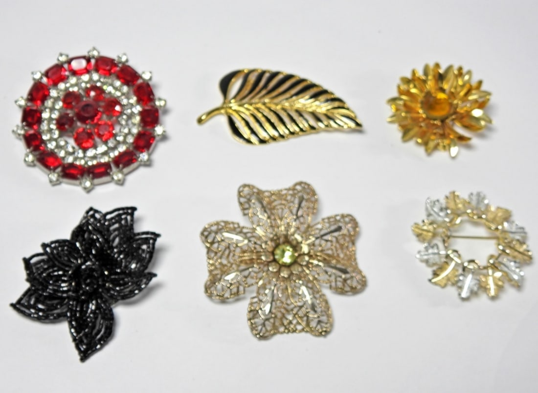 (6) BROOCHES - RED JULIANA & MORE (1 of 1)