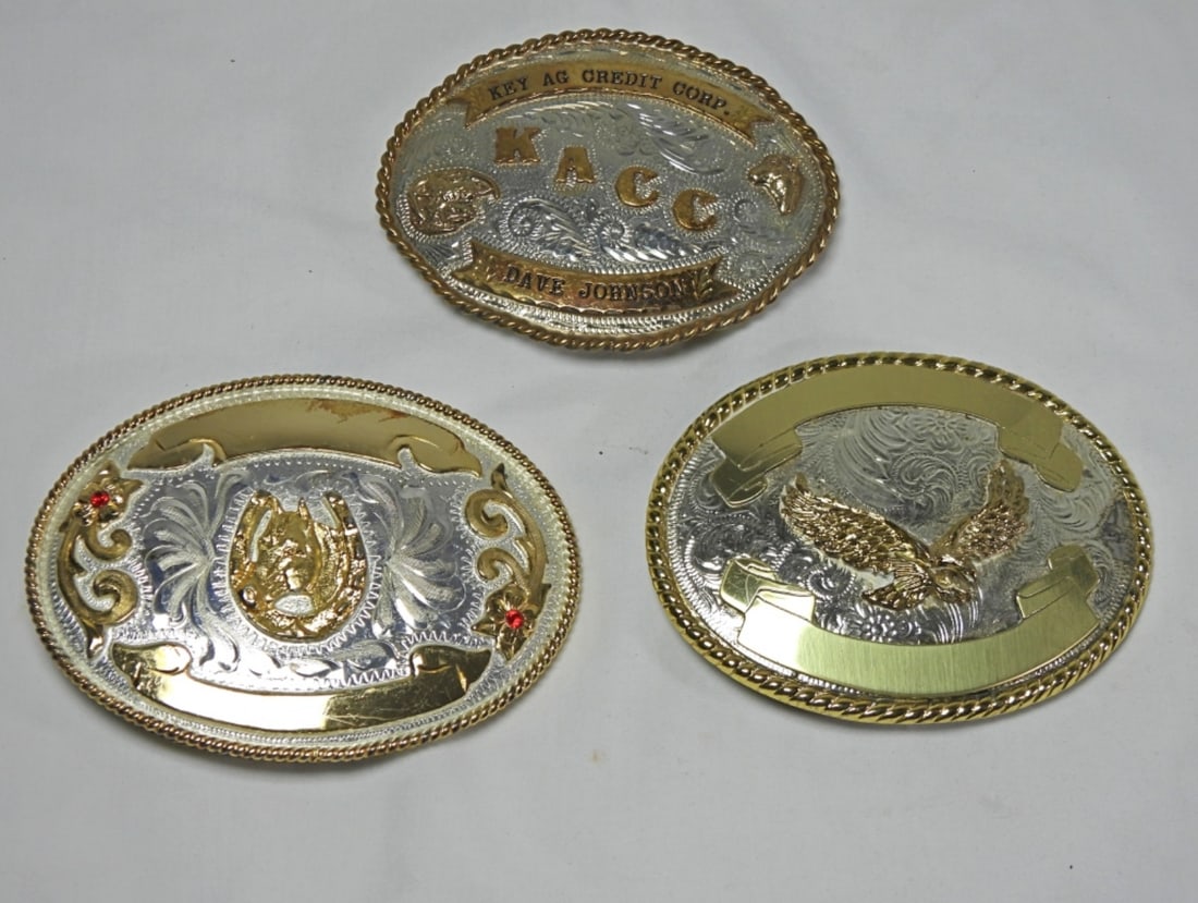 (3) LARGE WESTERN STYLE BELT BUCKLES (1 of 2)