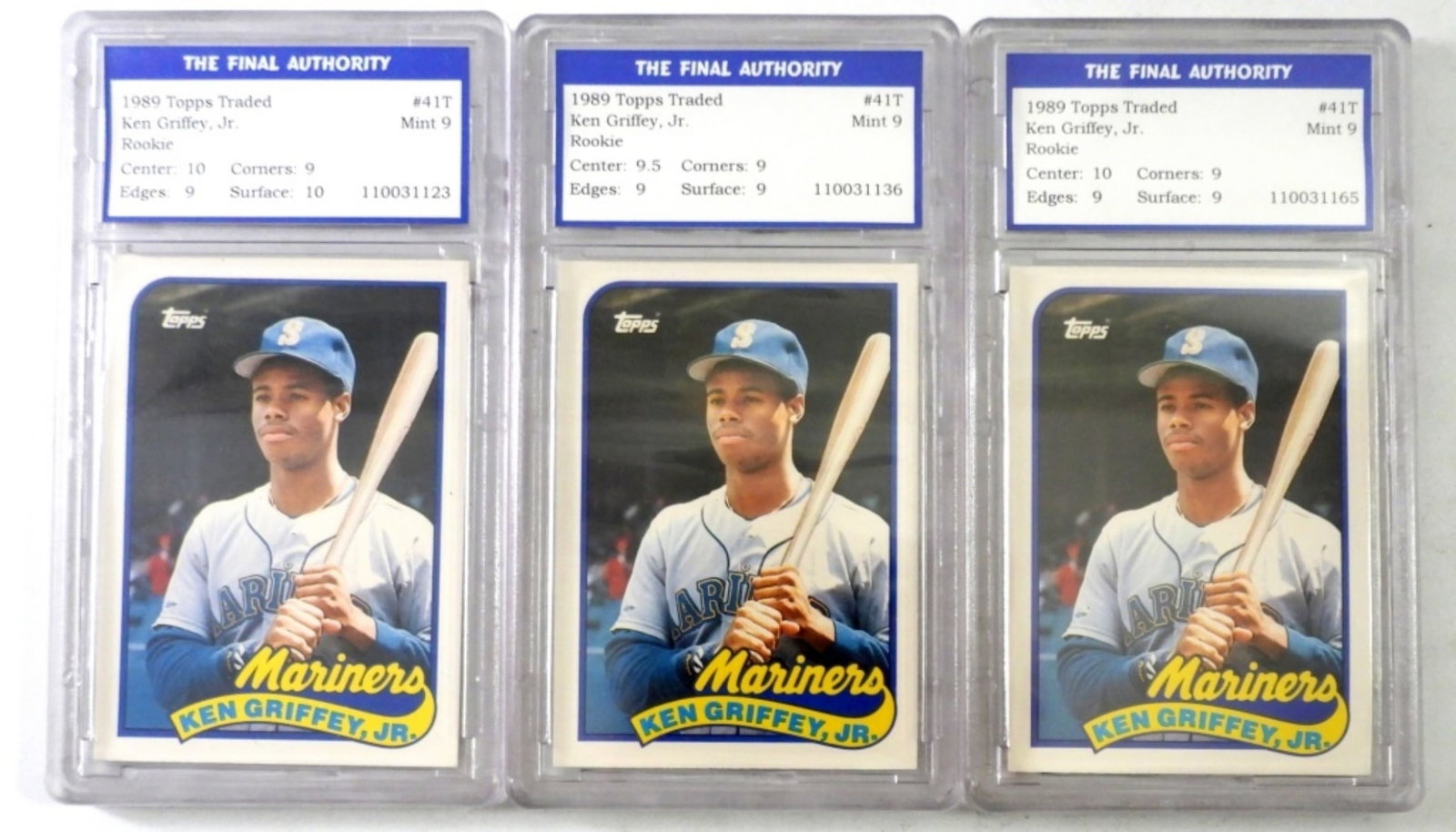 (3) KEN GRIFFEY JR., CERTIFIED - 9-MINT: 1989 TOPPS TRADED #41T - THE FINAL AUTHORITY