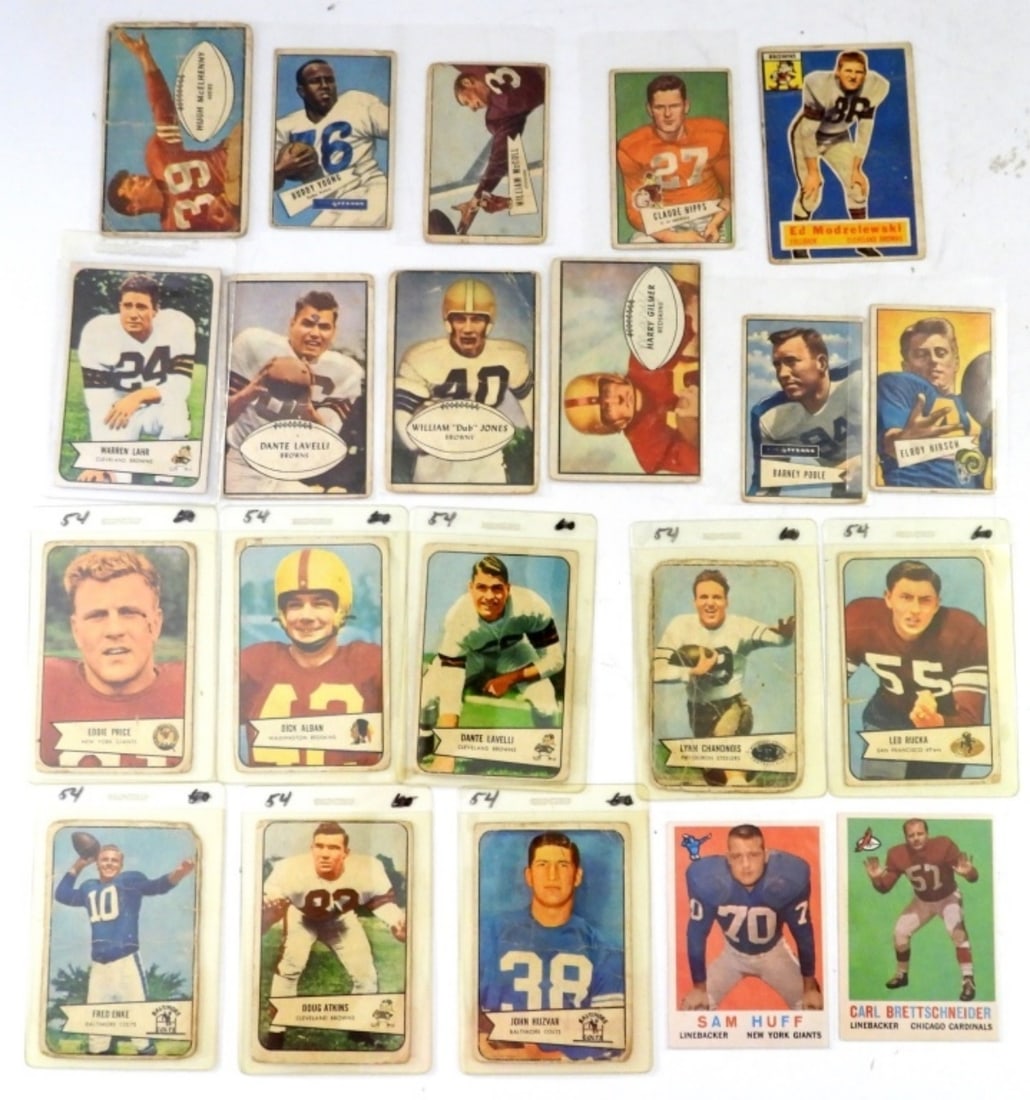 (21) 1950s FOOTBALL CARDS: LESSER CONDITION LOT - BOWMAN & TOPPS