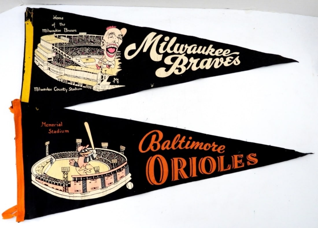 2 VINTAGE PENNANTS 1950s (1 of 3)
