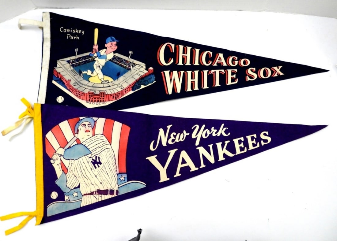 2 BASEBALL PENNANTS 1950s (1 of 2)