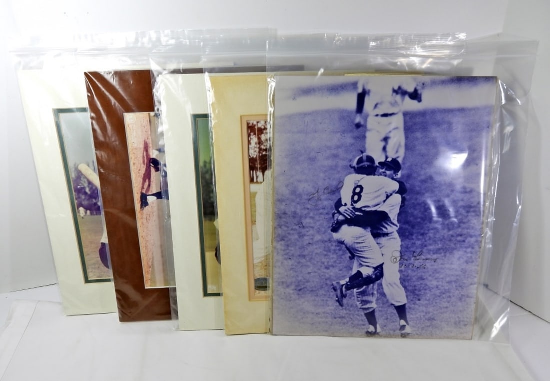 (5) SIGNED BASEBALL PHOTO's: BERRA/LARSON 11x14, RYNE DUREN, PHIL RIZZUTO, MOOSE SKOWRON, WHITEY FORD - OFF COAs on BACK