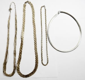 (4) STERLING CHAIN, LIQUID SILVER