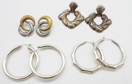 4 Pair Vintage Sterling Earrings