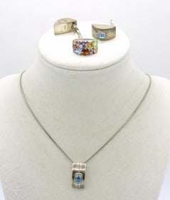 VINTAGE AQUAMARINE STERLING SET