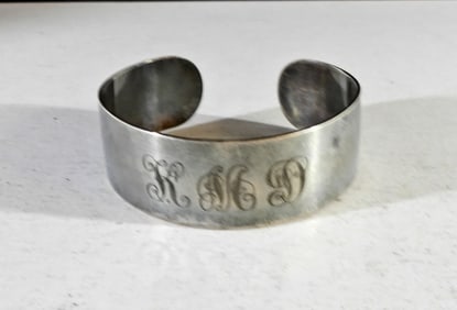STERLING CUFF BRACELET W/ MONOGRAM