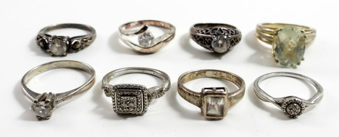 (8) STERLING & GEMSTONE RINGS - 925