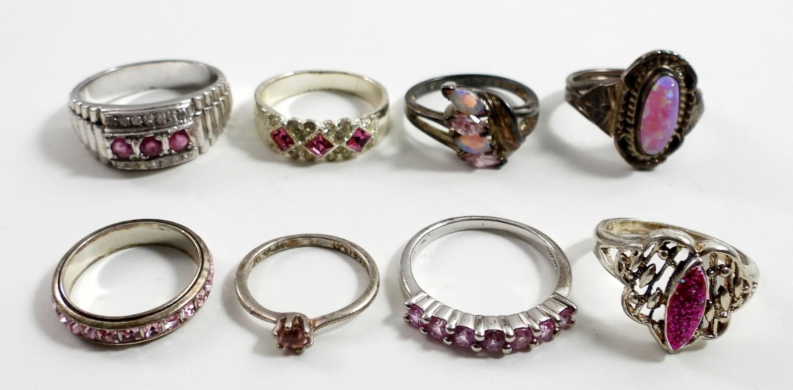 (8) STERLING PINK GEMSTONE RINGS (1 of 3)