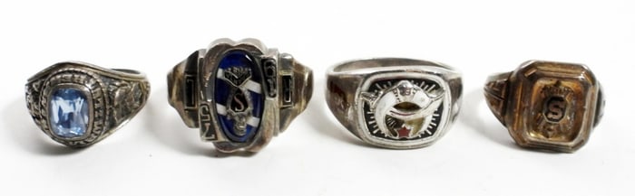 (4) STERLING SILVER CLASS STYLE RINGS