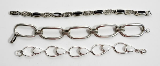 (3) STERLING FASHION BRACELETS-MARCASITE